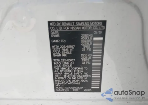 2019 Nissan Rogue Sv from USA, damaged, VIN KNMAT2MTXKP554619